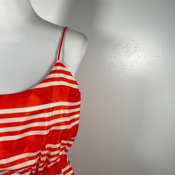 J Crew Orange White Striped Scoop Neck Sleeveless Elastic Waist Dress Size 4 - Picture 4 of 16